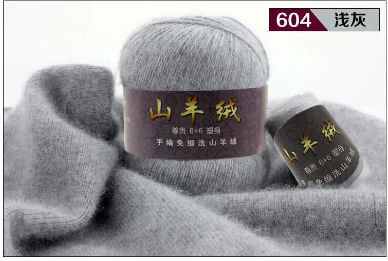 TPRPYN 2 комплектов = 140 г монгольский кашемировый женский свитер, линия грубой шерсти ручной вязаный, из чистого кашемира норка кашемир линии пряжа NL944R778 - Цвет: 2812 light gray