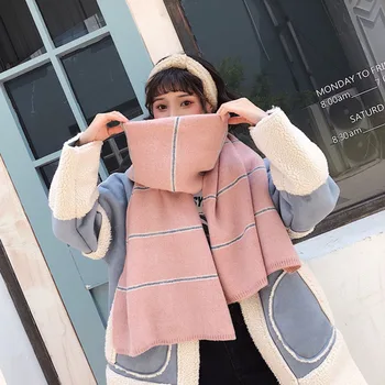 

2020 winter new scarf long thick warm striped shawl scarf dual-use solid color student imitation cashmere wild scarf A78