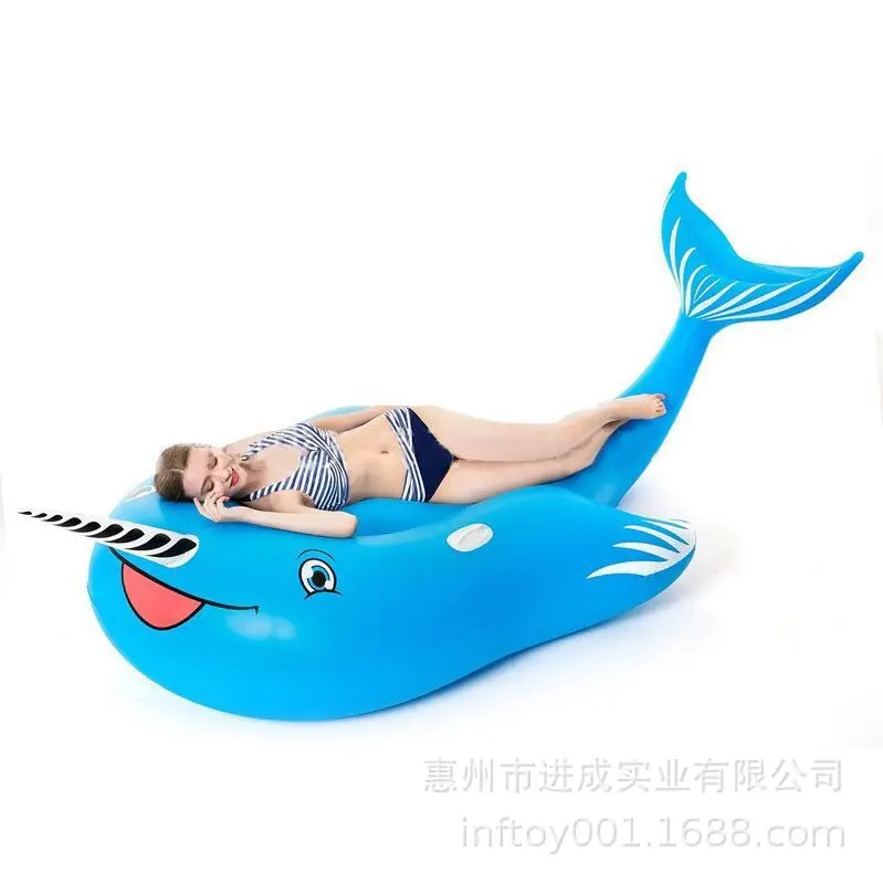 

Manufacturers Profession Production Inflatable Unicorn Whale Floating Row PVC Shark Riding Water Unicorn Beast Floating Bed Swim