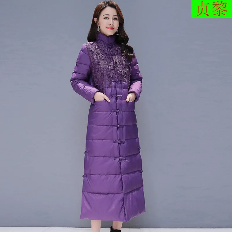 

Off Season Knee Long Cotton Coat 2018 Winter New Style WOMEN'S Dress Korean-style China National Wind Retro to Ankle Cotton-padd