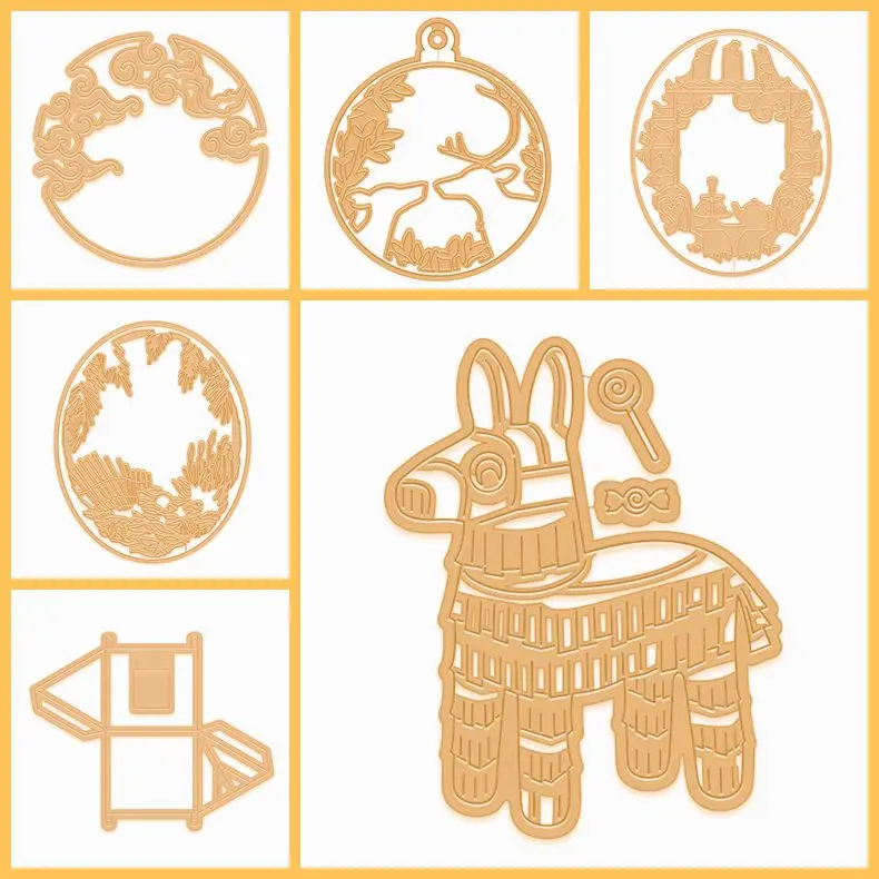 

Moose Deer Mouse Trojan Horse House Cloud Flower Branch Ball Round Frame Metal Cutting Dies Handcraft New Dies Making Cards Hot