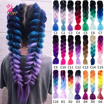 

24Inch Long kanekalon Jumbo Braids Synthetic Hair Crochet Braiding Hair Extensions Pink Purple Blue Jumbo Braids Hair