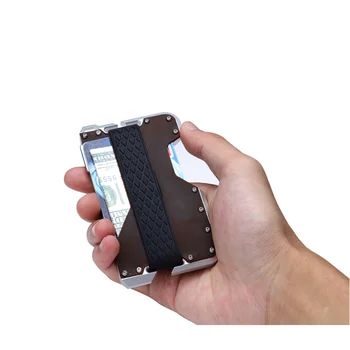 

2020 Aluminum Rfid Wallet Genuine Leather Card Holder Slim Minimalist Wallet Cardholder Men Purse Men Wallet Mini Card Case