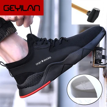 

Men's Steel Toe Work Safety Shoes Casual Breathable Outdoor Sneakers Puncture Proof Boots Comfortable Industrial Shoes for Me