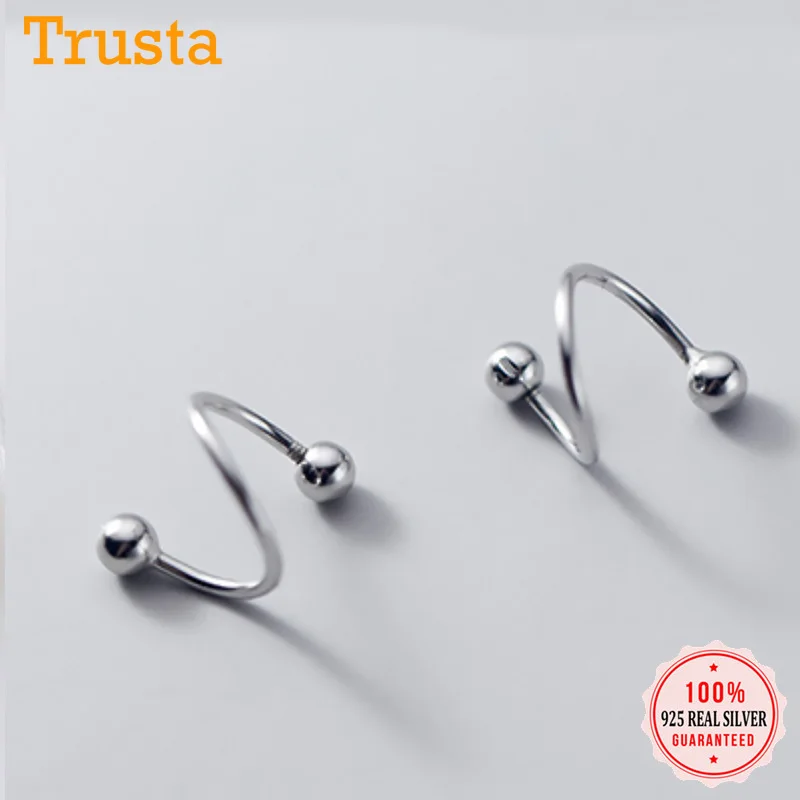 Серебряное женское кольцо с маленькими шариками trustdave 925 пробы застежкой для ушей