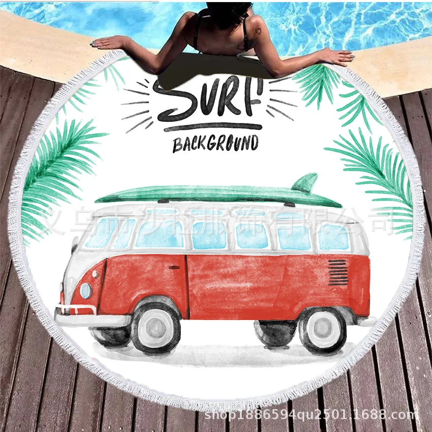 

Digital Printing Round Cushion City Bus Series Pattern Beach Mat Toweling Superfine Fibre Material