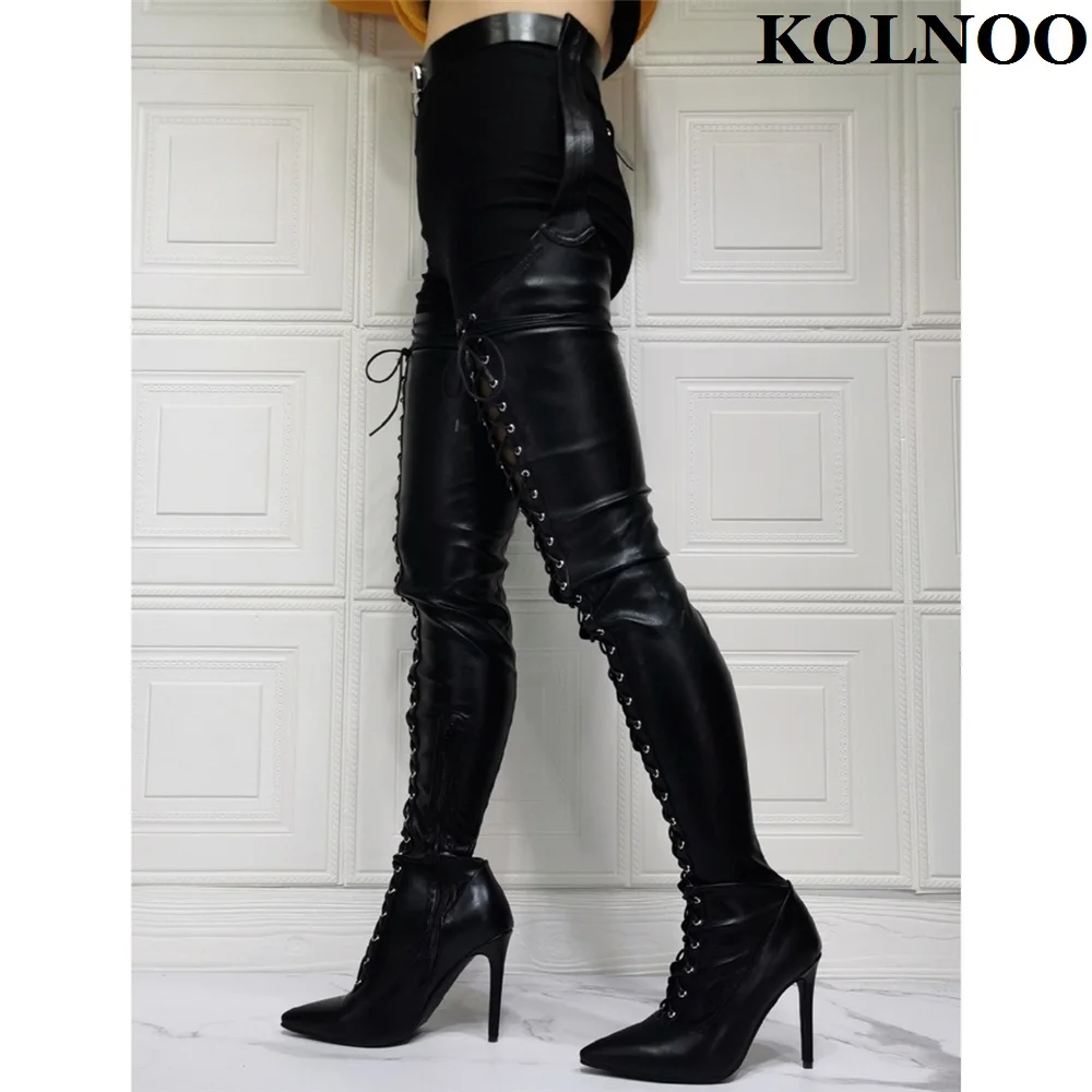 

Kolnoo Elegant Womens High Heel Waist Boots Pole-Dance Club Party Prom Sexy Over Knee Boots Evening Fashion Black Winter Shoes