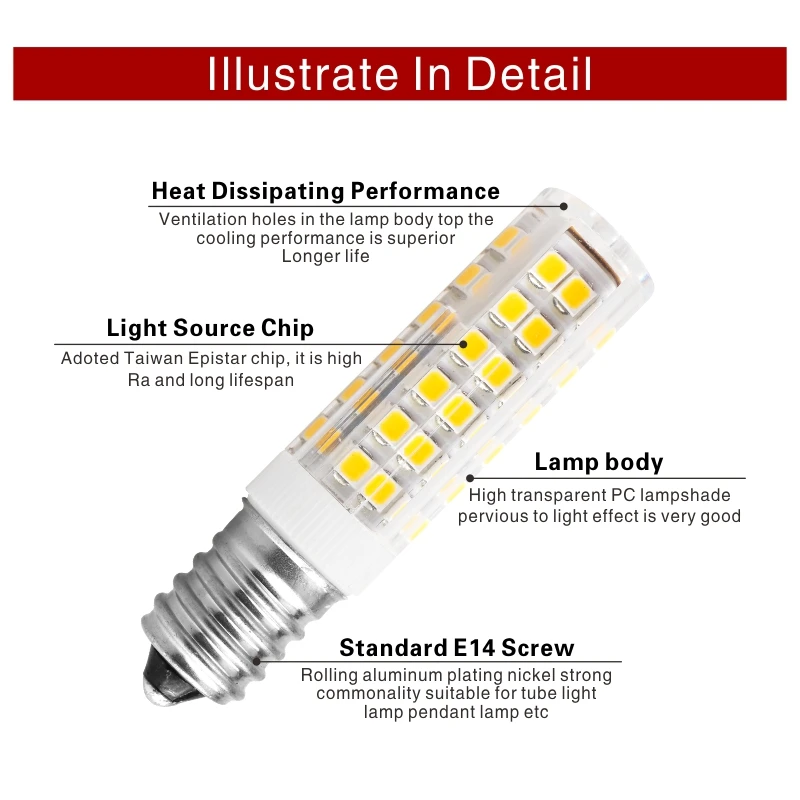 할로겐 샹들리에 LED 램프 교체 전구, E14, 3W, 4W, 5W, 7W, 220V-240V, 미니 옥수수 전구, 2835SMD, 360 빔 각도, 2 개/로트