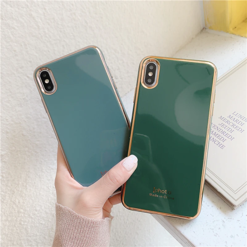 

Luxury Green Plating Mirror Phone Case for Iphone 11 11pro Max X Xs Max Xr Soft Tpu Silicon Case for Iphone 6 7 8plus Back Cover