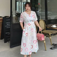 [Shi ming Rocco] летняя новая продукция, женское платье большого размера, платье с персиковым сердцем, 200, юбка для похудения A196