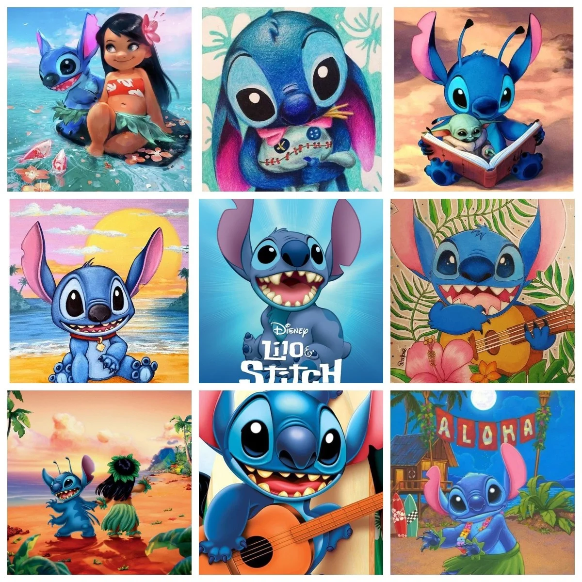 Disney Cartoon Lilo & Stitch DIY 5D Diamond Painting Cross Stitch Embroidery Full Diamond Mosaic Wall Decor Child Birthday Gift