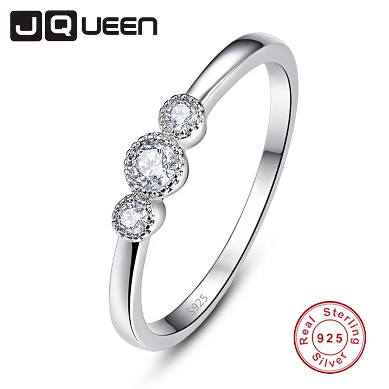 

JQUEEN White Zircon Rings For Women Silver Ring 925 Jewelry Pave Setting Crystal Jewelry Bijoux Femme