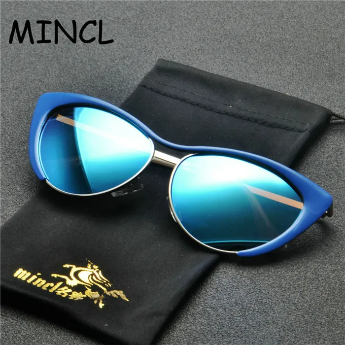 Новые зеркальные солнцезащитные очки Cat для женщин персонифицированные ретро модные маленькие металлические градиентные серые UV400 женские очки оттенки FML - Цвет линз: blue