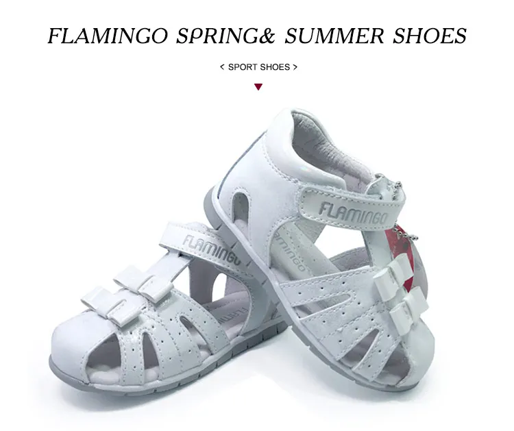 FLAMINGO kids Sandals Hook& Loop Flat Arched Design Chlid Casual Princess Shoes Size 19-24 For Girls 201S-XY-1689