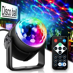 Proyector estroboscópico para fiesta de cumpleaños, lámpara de bola de discoteca RGB para DJ, fiesta, coche, Club, Bar, Karaoke, Navidad, activada por sonido