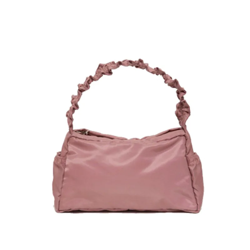 

Designer Women Simple Solid Color Large Capacity Convenient Pleated Japanese Handbags Shoulder Pleated Shopping Bags Tote 2020