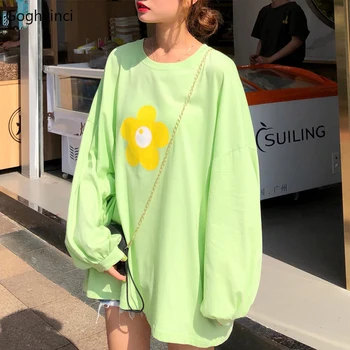 

Hoodies Women Korean Style Kawaii Printed Pullover O-neck Loose Students Womens Harajuku Soft Clothing Fashion Ladies Simple New