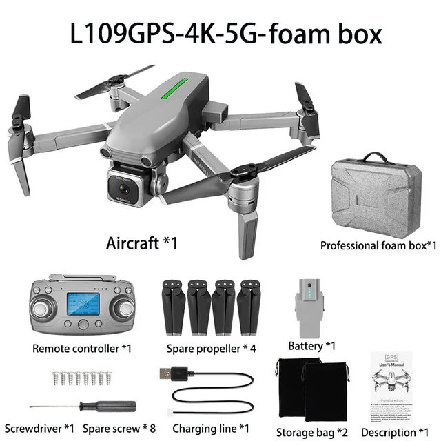 L109-foam box-1B Rc L109 Дрон с Gps 4k Hd камерой 5g Wifi Fpv Бесщеточный мотор складной селфи Rc Квадрокоптер дроны Профессиональный расстояние 1000 м - Цвет: L109-foam box-1B