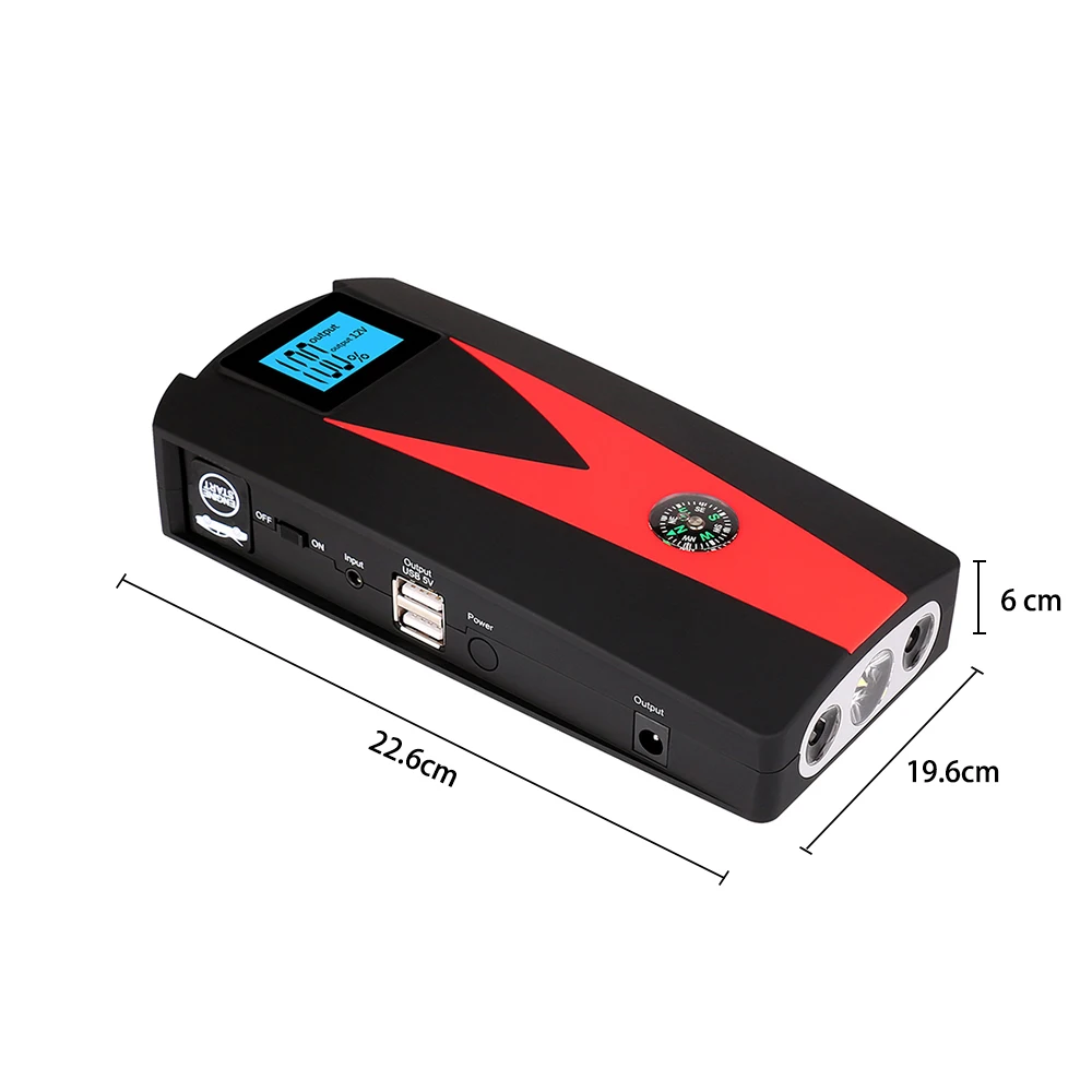 Onever, автомобильное зарядное устройство для аварийного запуска, 12 В, 99900 мА/ч, светодиодный/SOS стартер для автомобиля, запасное зарядное устройство, 2 USB зарядного устройства