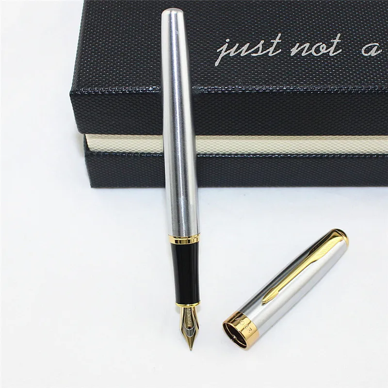 

silver student fashion Medium and fine Nib metal Fountain Pen The best gift to give as gifts School office supplies