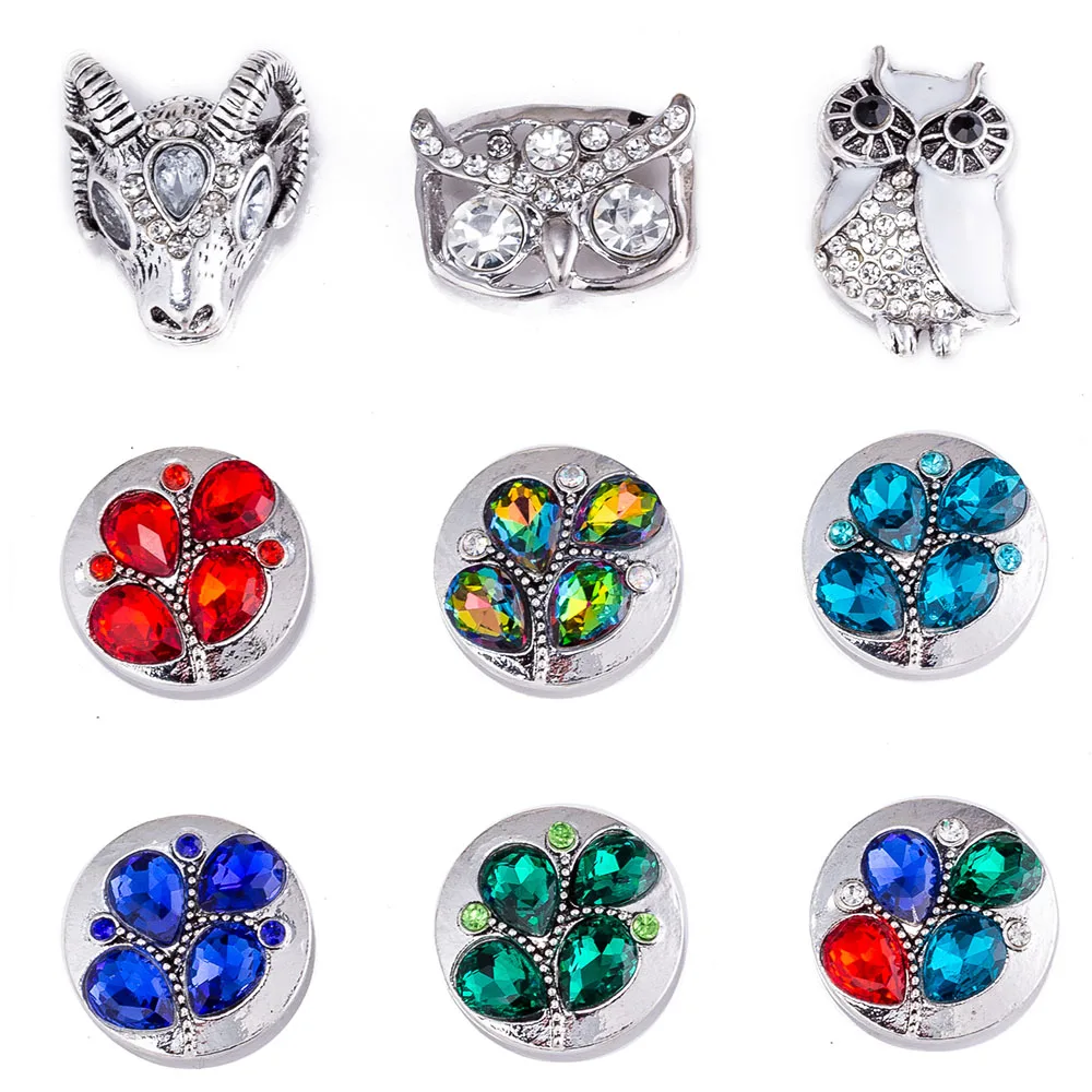 20 шт. кнопки 18 мм Овцы хрустальные металлические защелки для защелки браслетов подходят к имбирным защелкам ювелирные изделия хрустальные защелки