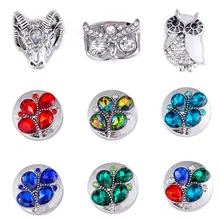 20 шт. кнопки 18 мм Овцы хрустальные металлические защелки для защелки браслетов подходят к имбирным защелкам ювелирные изделия хрустальные защелки
