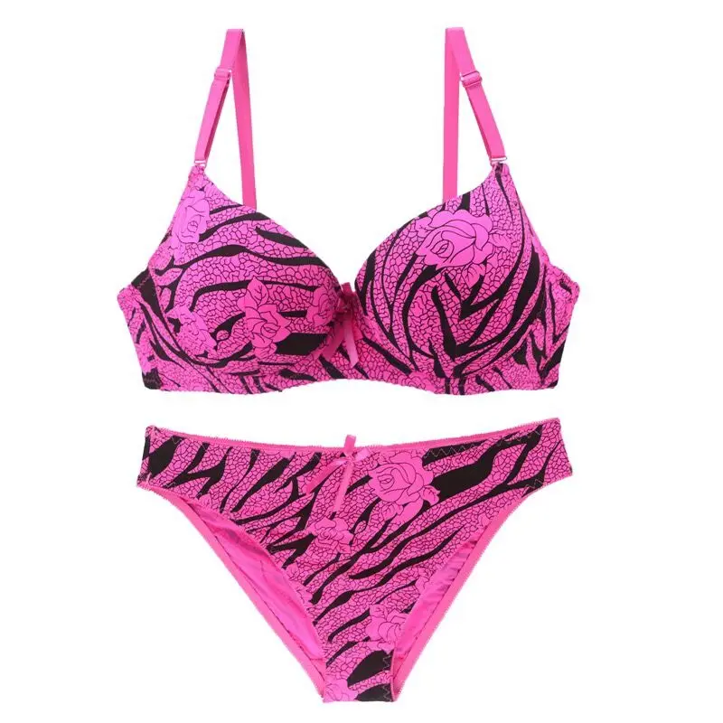 Anlito High Quality Lace Bra Set Sexy Lingerie With Steel Ring Plus Big Size 80-85BC Stripe Brassiere(5 Color