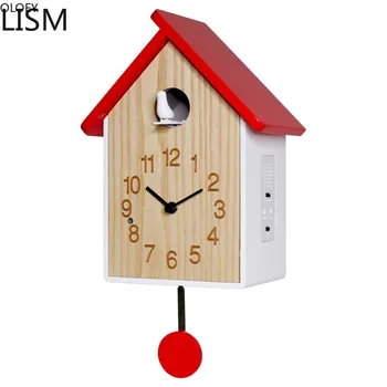 

Luxury Cuckoo Wall Clock Wood Music Pendulum Wall Clocks Living Room Watch Mechanism Japenese Farmhouse Decor Retro Wall Clock