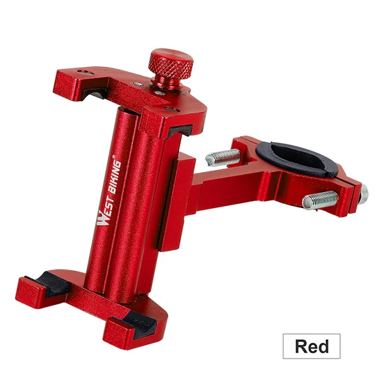 red WEST BIKING держатель для телефона для велосипеда алюминиевый дорожный велосипед из сплава руль для велосипеда мотоцикла мини держатель для телефона кронштейн - Цвет: red