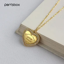Peri'sbox новое ожерелье с сердечком из стерлингового серебра 925 пробы резьба ожерелья с буквой для женщин кубический циркон многослойное колье в стиле бохо