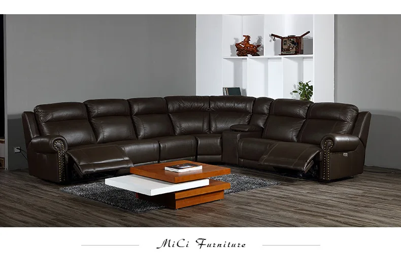 living room Sofa set диван мебель кровать muebles de sala L shape recliner real genuine leather sofa cama puff asiento sala fut