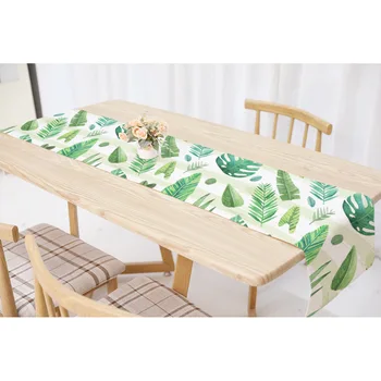 

Table-Flag Tablecloth Tablecover White linen printing table flag simple tropical plant modern shoe cabinet dust cover