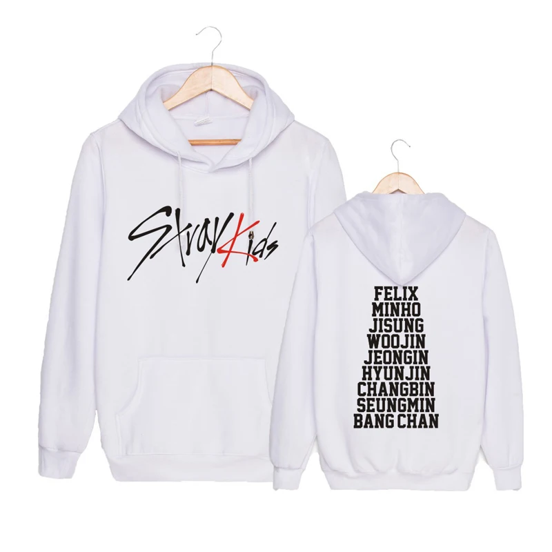white10 Straykids/модный детский пуловер с капюшоном, бархатный пуловер больших размеров для мужчин и женщин - Цвет: white10
