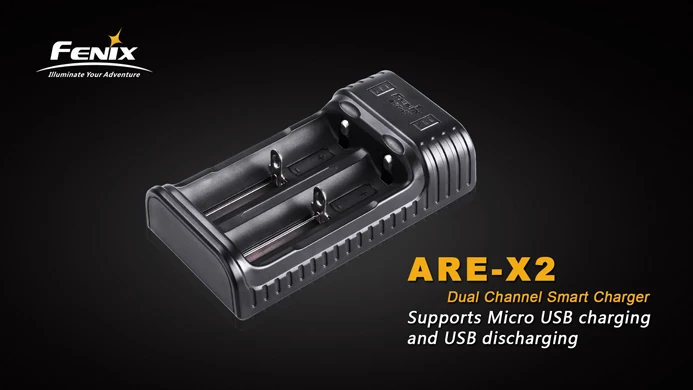 Fenix ARE-X2 X2 зарядное устройство с USB выходом 5 В интеллектуальное зарядное устройство для 10440 14500 16340 18650 26650 AA AAA
