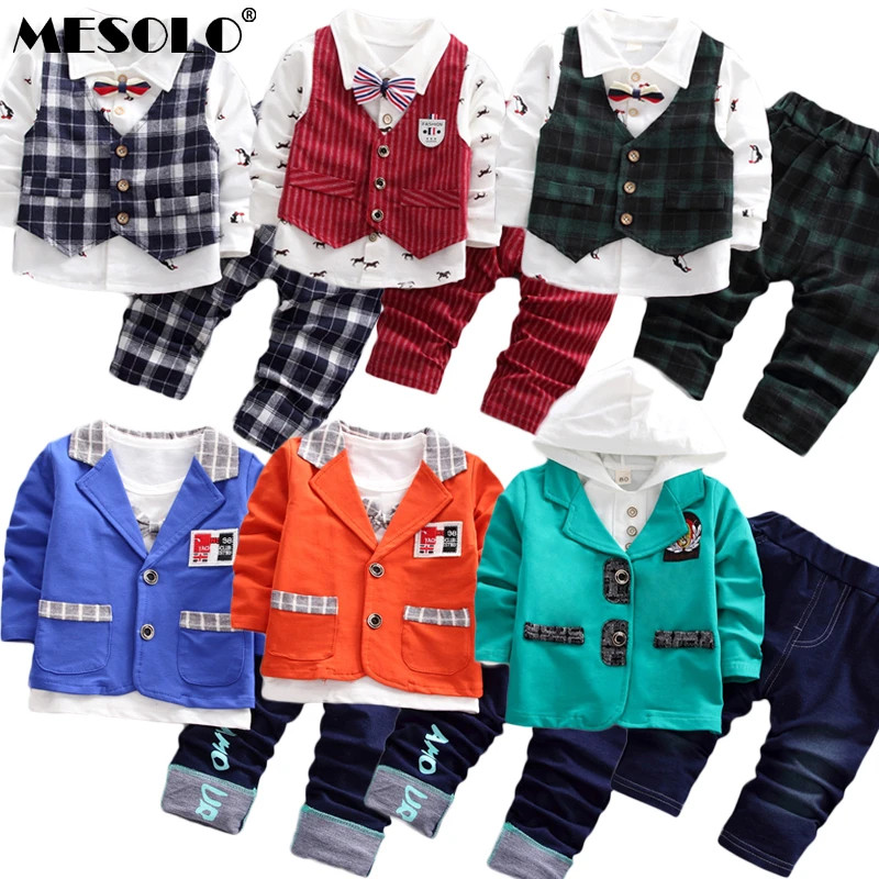 2019 Autumn And Winter Boys Baby Clothes Suit Gentleman Fashion Jacket Shirt Pants 3 Pcs Set Cartoon Vest T-shirt Top |