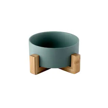 

Anti - slip Dog Cat Bowl,Ceramic Pet Bowl with Wood Stand,Water Bowl Dish for Cats