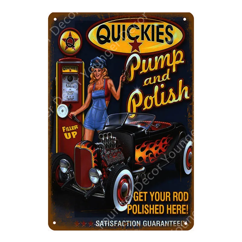 Dad's Garage Pin Up Girl Route 66 жестяная вывеска металлический плакат художественное украшение стены Паб Бар Кафе домашний декор винтажное железное ремесло YI-085 - Цвет: YD2769EI