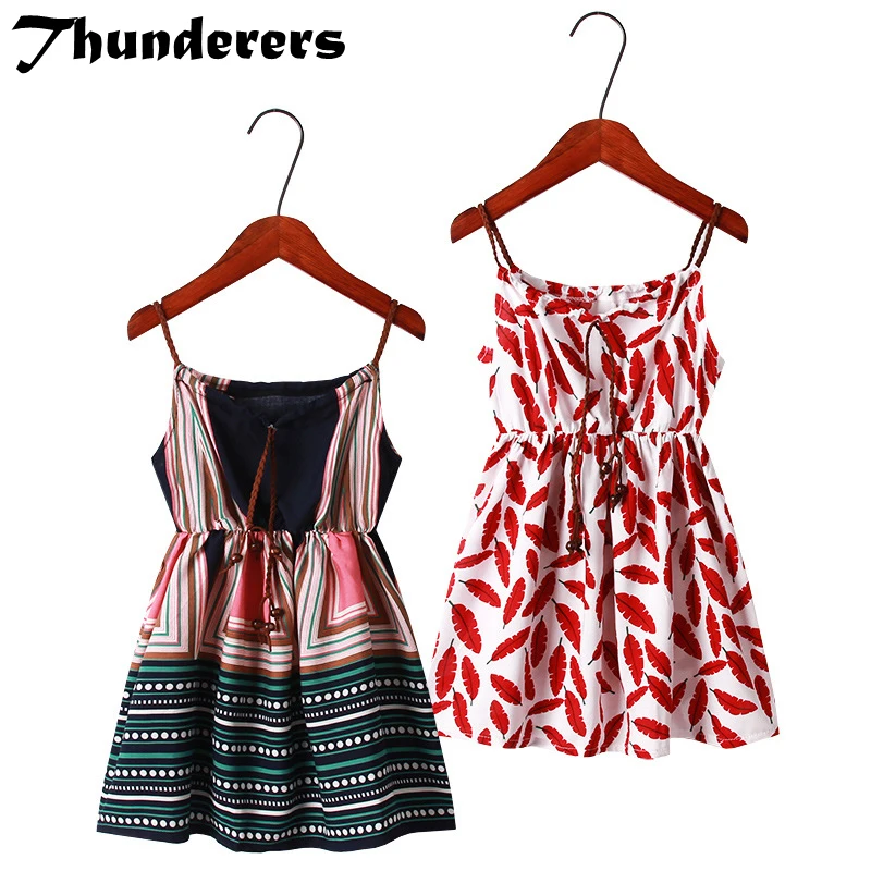 Thunderers/Новинка года; модные Семейные комплекты; платье без рукавов с принтом; одежда для мамы и дочки; хлопковая повседневная одежда