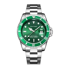

Classic Design Fashion Men Green Dial Watch Rotatable Bezel Magnified Date Window Quartz Wristwatch Gift Sport Clock Montre