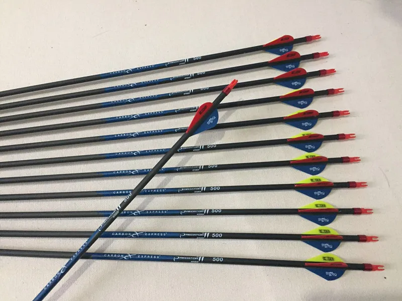 

12pcs carbon arrows 300 340 400 500 600 spine ID6.2mm 100grain arrowhead Explosion-proof ring hunting for compound bow