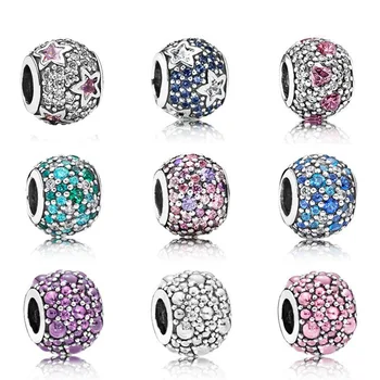 

NEW 100% 925 Sterling Pure Silver Sparkling STATS Clip Charm Bead Fit Original Bracelet DIY bracelet The factory wholesale