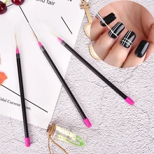 3 adet Pro Nail Art Liner boyama kalem 3D İpuçları DIY akrilik UV jel fırçalar çizim seti çiçek hattı ızgara fransız tasarım manikür aracı(China)