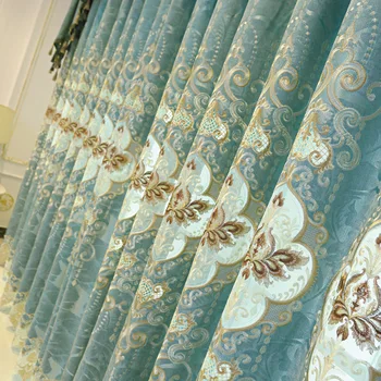

Modern and Simple European Style Blackout Embroidered Curtain Customization Blackout Curtains for Living Room for Bedroom