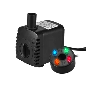 

New 180L/H 2.5W Submersible Water Pump with 4 LED Light Ultra Quiet for Pond Aquarium Fish Tank Tabletop Fountain Hydroponics