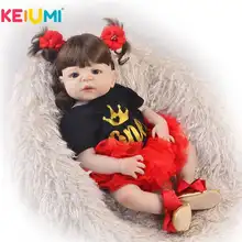 KEIUMI 23 Inch Fashion Reborn Alive Full Body Silicone 57cm Girl Baby Doll Children's Day Gift Kids Play Toy