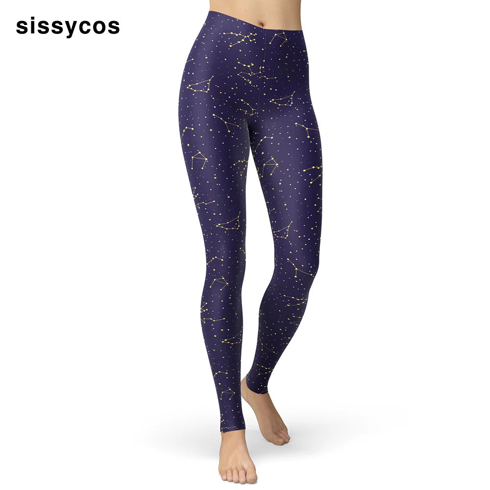 

Space Galaxy Print Leggings for Women Starry Night Constellations Star Cosmic Universe Brushed Buttery Soft Skinny Slim Trousers