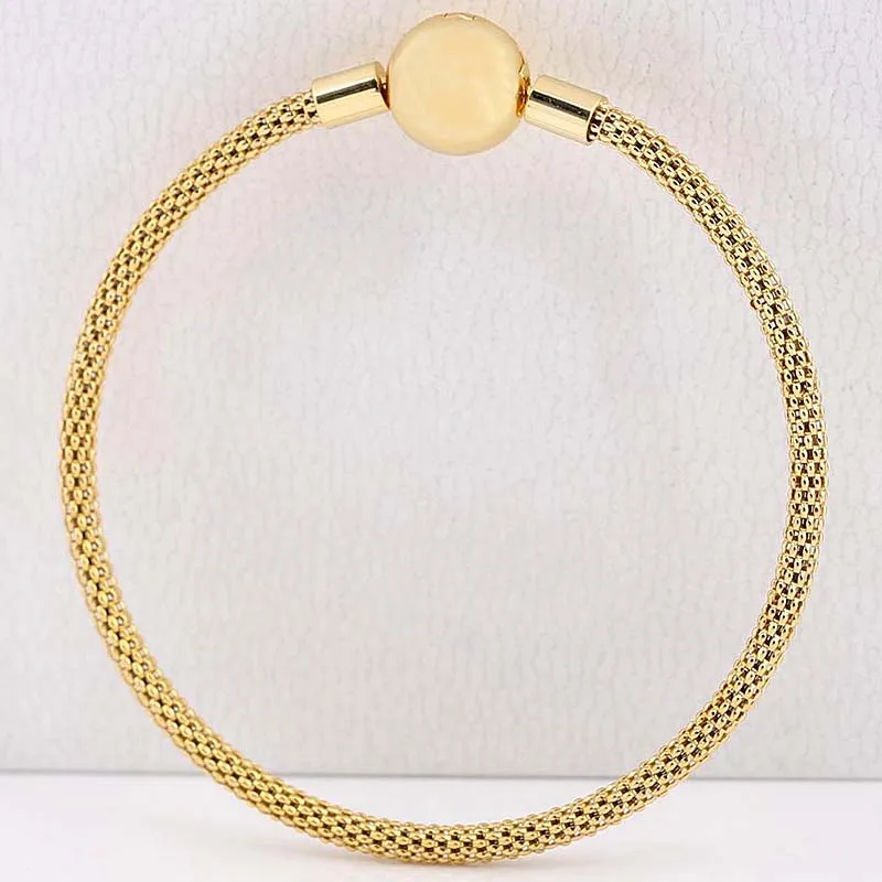 Оригинальная Золотая цветная змеиная цепь, базовая шаровая застежка, сетчатый браслет, браслет, подходит для бусины из стерлингового серебра 925, шарм, сделай сам, европейская бижутерия