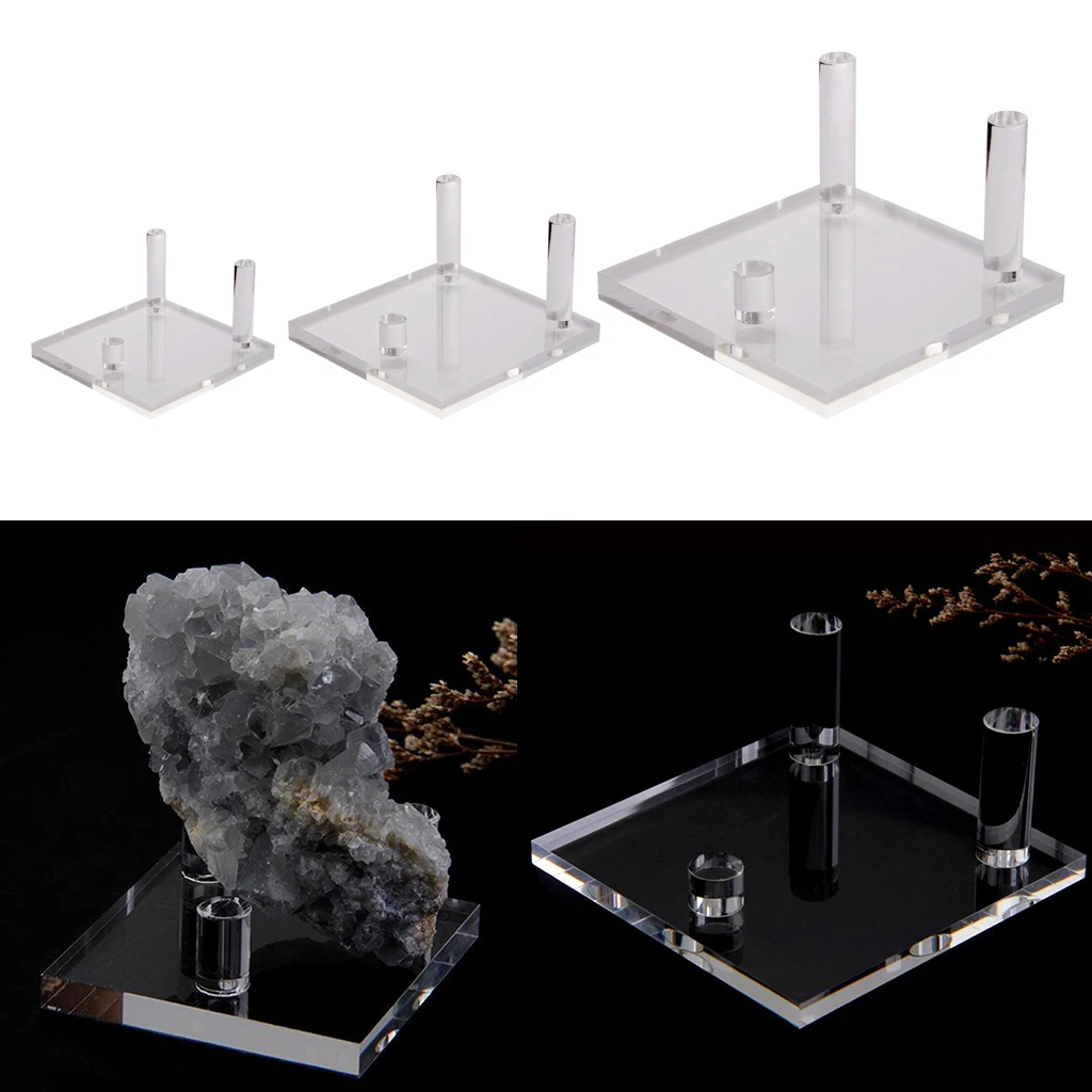 Clear Display Stand for Fossils Minerals Gemstones Rocks Geode Seashells