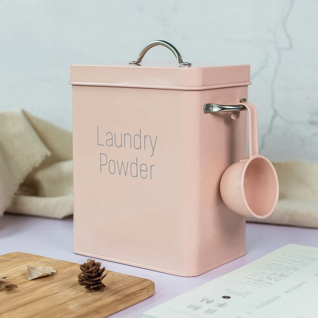 Laundry Washing Powder Storage Tin Box Light Large Grain Rice Organizer Container Sealed Box with Spoon Airtight Lid storage box storage jar