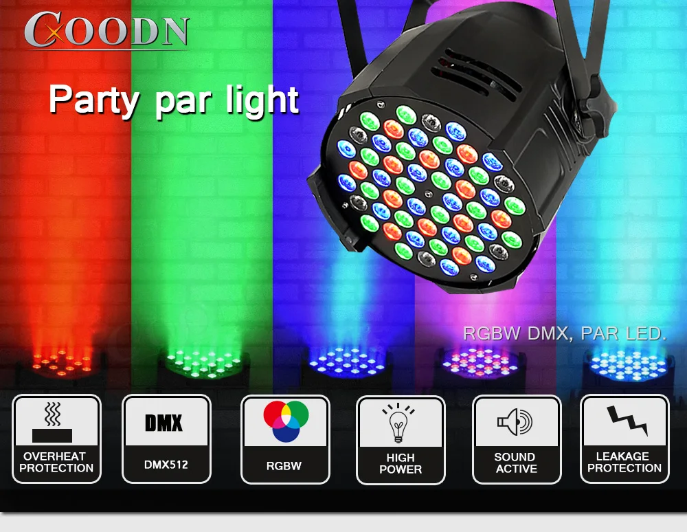 Par led rgbw dmx wash 54x3w RGBW полноцветный светодиодный светильник